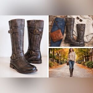 Bed Stu Gogo Lug Riding Boots TDS Oxidized BFS Brown Black Leather Size 7 NWT